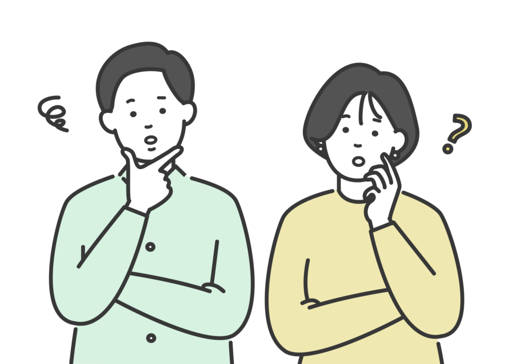 考える男女のイラスト